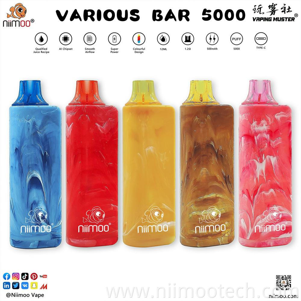 Various Bar E Cigarette 5000 Puffs